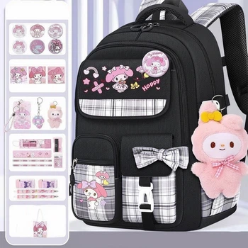 Школьный рюкзак с принтом My Melody Май Мэлоди Kuromi Куроми с аксессуарами Черный (28857)