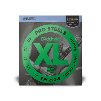 Струны для бас-гитары DʼADDARIO EPS220-5 XL ProSteels Bass Super Light 5-String (40-125)