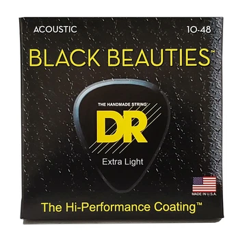 Струны для акустической гитары DR Strings Black Beauties Acoustic - Extra Light (10-48)