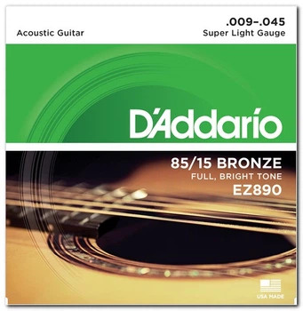 Струны для акустической гитары DʼADDARIO EZ890 85/15 Bronze Super Light (09-45)