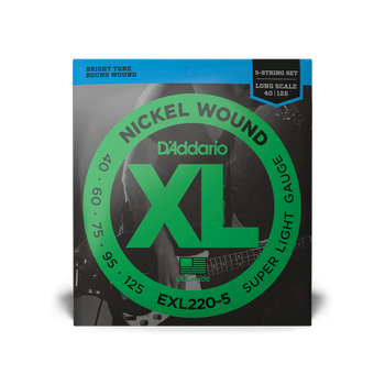 Струны для бас-гитары DʼADDARIO EXL220-5 XL Nickel Wound Bass Super Light 5-String (40-125)