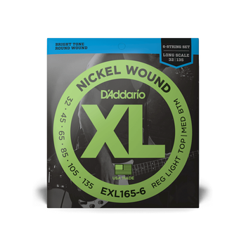 Струны для бас-гитары DʼADDARIO EXL165-6 XL Nickel Wound Bass Reg Light Top / Med Bottom 6-String (32-135)
