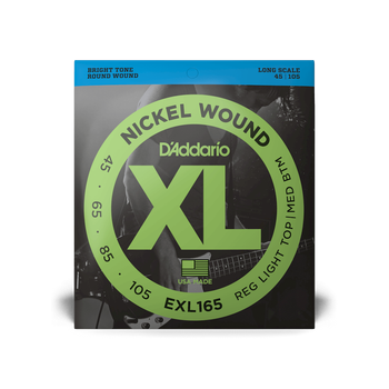 Струны для бас-гитары DʼADDARIO EXL165 XL Nickel Wound Bass Reg Light Top/Med Bottom (45-105)