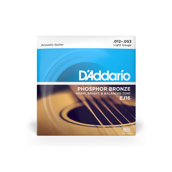 Струни для акустичної гітари DʼADDARIO EJ16 Phosphor Bronze Regular Light (12-53)
