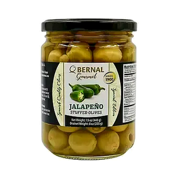 Оливки Bernal Gourmet Manzanilla зеленые фаршированные халапеньо 436 г