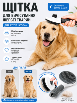 Щітка-пуходерка самоочищувальна для собак і котів (Сіра)