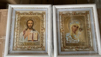 Ікони православні для батьківського благословення 2 шт 23х28 см Весільні ікони в світлій рамці