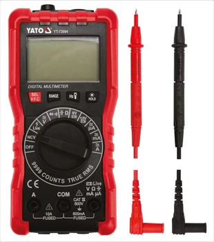 Мультиметр цифровой YATO с LCD-дисплеем для электрических параметров YT-73094