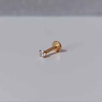Лабрет из титана (штанга 6 мм, камень 2.5 мм) MK1312-6 золотой