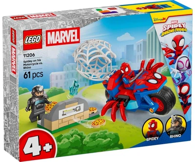 Конструктор LEGO Super Heroes Marvel Spidey Паук на мотоцикле против Носорога (11206)