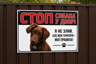 Табличка во дворе злая собака 21х15 см.