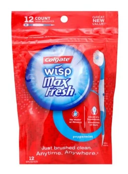 Зубні щіточки з м'ятною пастою для подорожей Colgate Wisp Max Fresh (12 шт.)