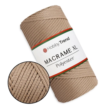 Пряжа Hobby Trend Macrame XL, Карамель №032, поліефірний шнур для макраме 3 мм, 250 г/130 м, для в'язання сумок, кошиків та декору