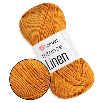 YarnArt Intense Linen Оранжевый №4116 - летняя льняная пряжа, лен с лиоцелем, 50 г / 175 м, для летних топов и ажурных изделий