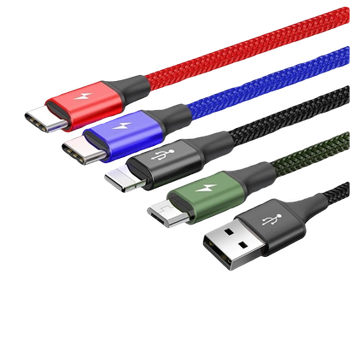 Кабель Baseus Fast 4-in-1 3.5A USB 2.0 - Lightning + Micro-USB + USB Type-C 2шт Black 1.2m