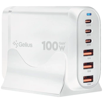 Сетевое зарядное устройство для Gelius Force GaN GP-HC063 3USB / 3Type-C 100W, White
