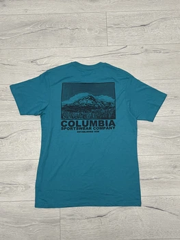 Чоловіча футболка Columbia легка літня бавовна спортивна на кожен день з принтом синій М