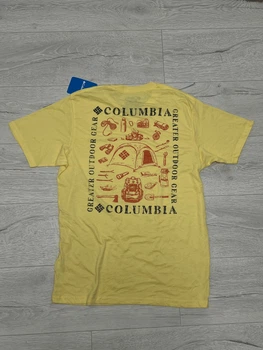 Чоловіча футболка Columbia легка літня бавовна спортивна на кожен день з принтом жовтий М
