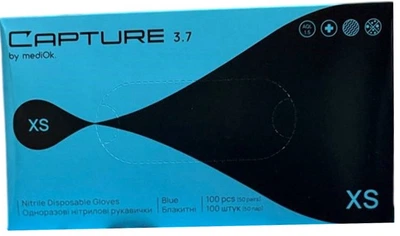 Перчатки нитриловые Mediok CAPTURE Blue 3.7 Размер XS (4820261012866)