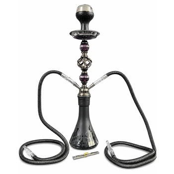 Кальян на 2 трубки на 2 персони Hookah Dino заввишки 56 см із силіконовою чашею та калаудом Чорний