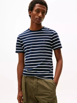 Футболка бавовняна довга чоловіча Tommy Hilfiger 78JA565-FAP(Navy Stripe) M Синя (197232584313)
