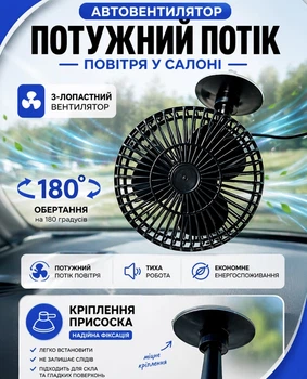 Вентилятор автомобильный на присоске 12V 5(12,7см)