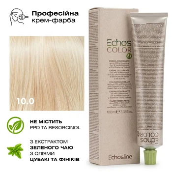 Крем-краска для волос Echosline Echos Color 10.0 Платиновый блонд 100 мл