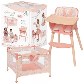 Набір для ляльок DeCuevas Toys стільчик для годування і ліжечко 2в1 Рожевий 40074 (8436623380120)