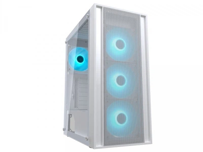 Ігровий корпус, 4*120mm rgb вентилятори передвстановлені, Mini itx / Micro atx / atx, скляне вікно Cougar mx160 rgb White
