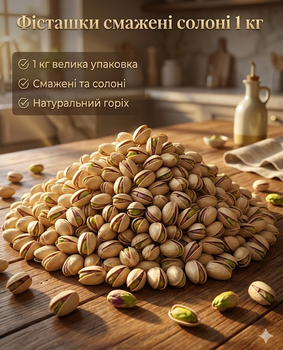 Фисташки жареные соленые 1000 г натуральные отборные орехи для перекуса и кулинарии