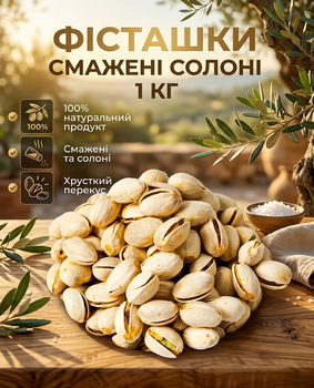 Жареные фисташки соленые 1000 г отборные орехи с насыщенным вкусом для перекуса, салатов и кулинарных блюд