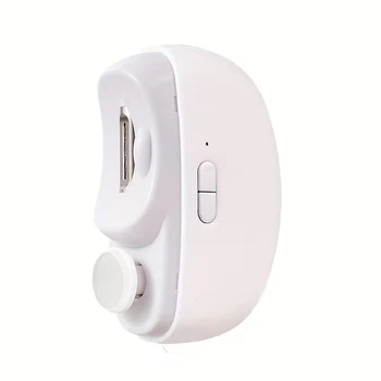 Электрические маникюрные ножницы для ногтей с полировкой, USB-зарядка, аккумулятор 400 мАч, LED-подсветка, белый