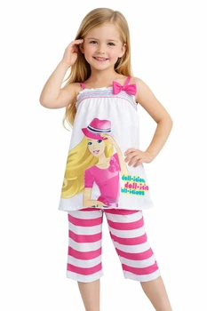 Летний костюм для девочки Barbie Onpa 4606 белый с розовым 104-110