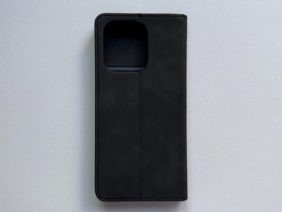 Защитный чехол-книжка K'try для Redmi Note 13 4G черный, из матовой искусственной кожи со слотами для карт