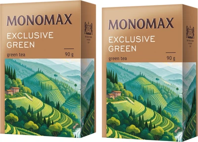 Упаковка чая китайского зеленого листового Мономах Exclusive Green Tea 90 г х 2 шт (2000006780898)
