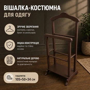 Вішалка-костюмна підлогова для одягу Темно-коричнева 105х50х34 см