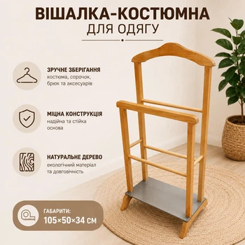 Вешалка-костюмная напольная для одежды Дерево 105х50х34 см