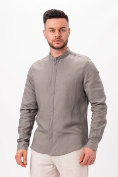 Рубашка лен стойка K.O.R 8333 Светло-серый (light gray) L