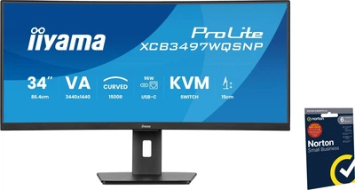 Монітор 34" Iiyama ProLite XCB3497WQSNP-B1 + Norton Small Business card 250G PL