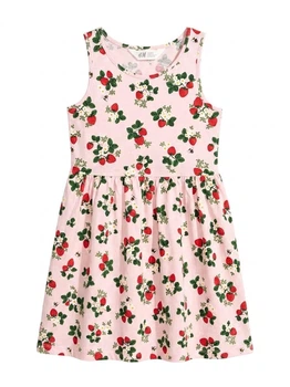 Дитяча літня сукня-сарафан з принтом «Полунички» H&M 122-128 см (6-8 років) Рожевий