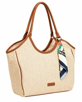 Сумка жіноча David Jones бежева таут плетена на двох ручках CM8240 Beige