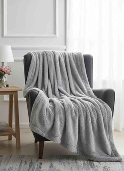 Покривало велюрове однотонне Comfort (сіре) 200х150 см