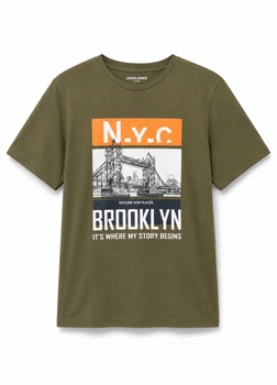 Футболка из хлопка Jack & Jones 12222451c64 XL хаки (100012078)