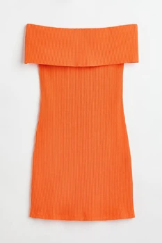 Платье в рубчик H&M 1113085001c63 S оранжевое (100011434)