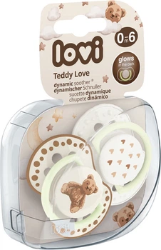 Пустышка силиконовая динамическая Lovi Teddy Love 0–6 месяцев 2 шт (22/935)