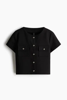 Топ на пуговицах H&M 1237731004c63 XXS черный (100011612)