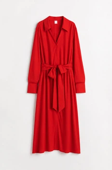 Платье-рубашка из вискозы H&M 1031958003c63 M красное (100011447)