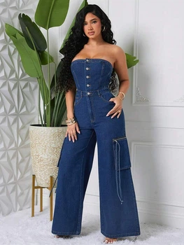 Комбинезон Shein sz2408085167519491 S синий (100012210)