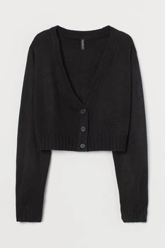 Укороченый кардиган H&M 940771012c63 M черный (100011442)