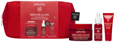 Zestaw do pielęgnacji twarzy Apivita Beevine Elixir Krem przeciwzmarszczkowy 50 ml + Serum ujędrniające 10 ml + Krem pod oczy przeciwzmarszczkowy 5 ml + Kosmetyczka (5201279111632)